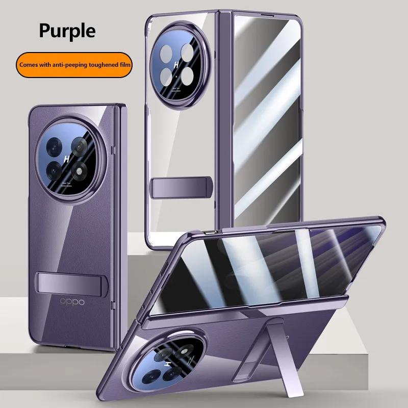 Plating Clear All-included Stand Case For OPPO Find N5 N 5 FindN5 5G Magnetic Hinge Holder Protective Cover With Tempered Film