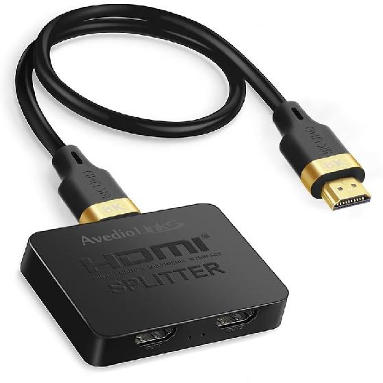 avedio links HDMI Splitter 4K@60Hz, HDMI Splitter 1 in 2 Out, HDMI Splitter for 2 Same Screen Only Mirror Screens, Support 3D Dol-by Vision Atmos