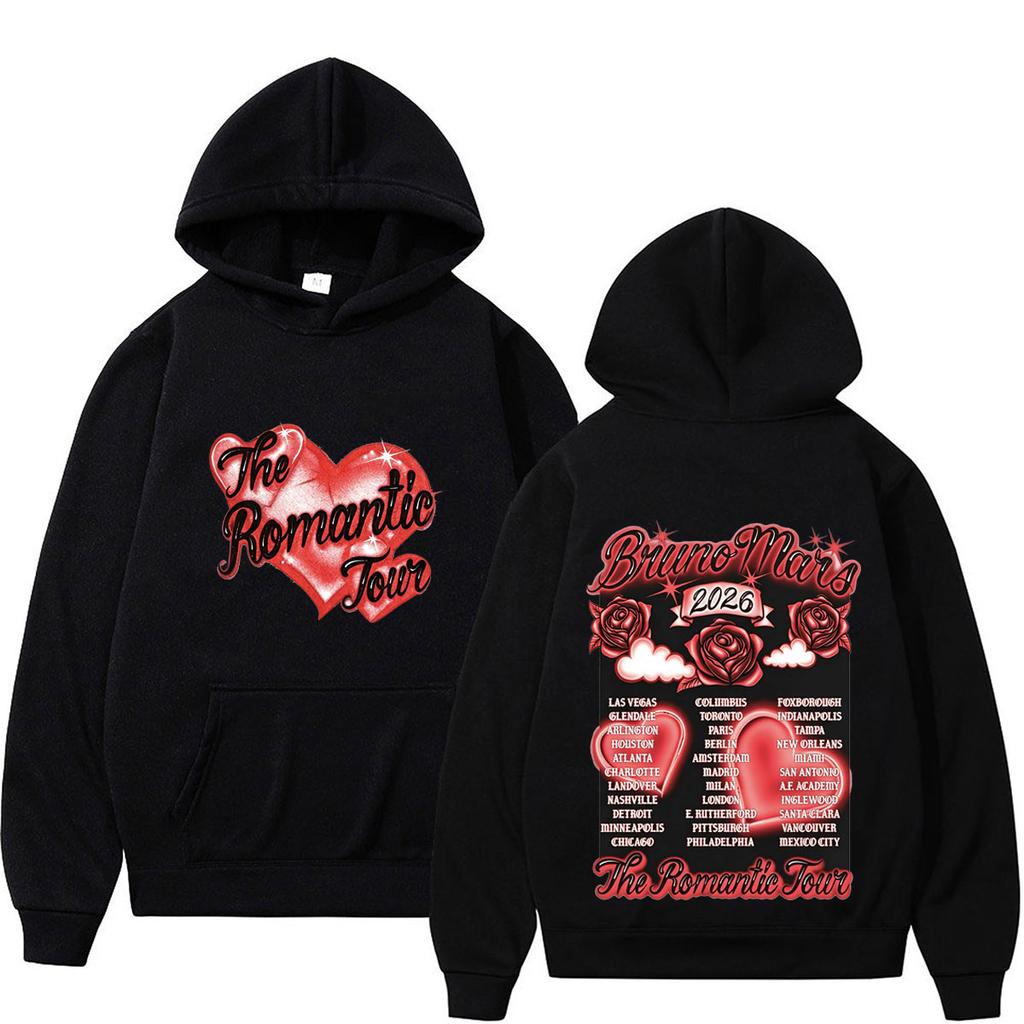 Bruno Mars The Romantic Tour 2026 Print Hoodie Man Woman Fashion Sweatshirts Winter Loose Casual Hip-hop Streetwear Pullover
