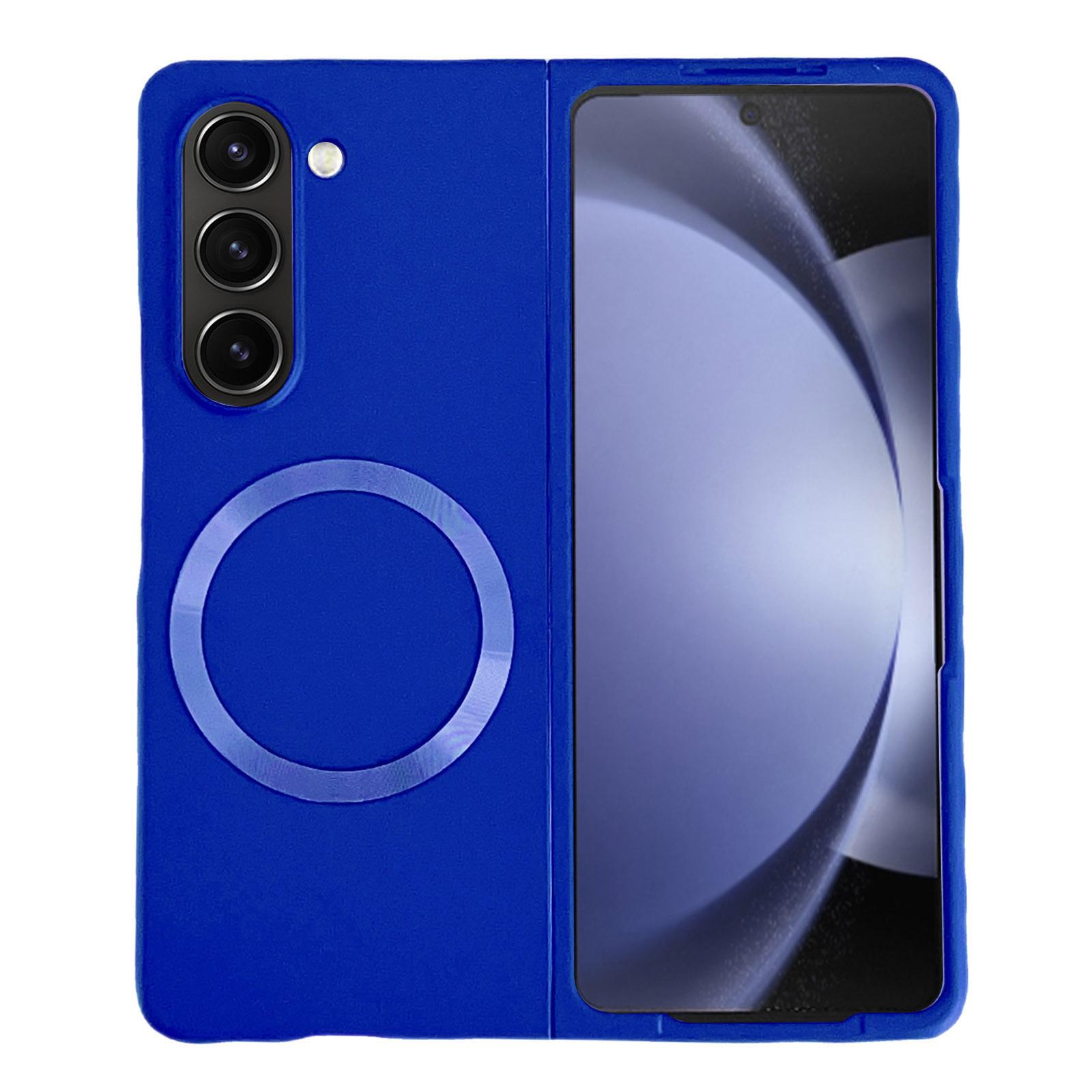 

For Samsung Galaxy Z Fold6 5G Magnetic Case Skin-touch PC Hard Phone Cover Dark Blue