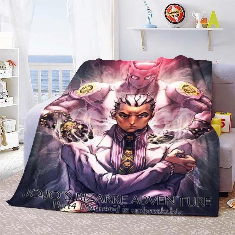 Summer Blankets Sofa Bedspread Couch Home Living Room Decor Anime JoJo Bizarre Adventure Print Flannel Throw Blanket Soft Warm