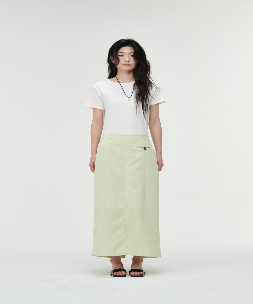 Kkalos Summer Tweed Raw-Edge Skirt, Lime