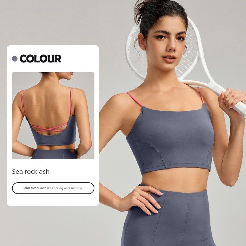 Lu Same Sports Bra for Women 2025 New Arrival Best Selling Semi-Fixed Cup Spaghetti Strap Yoga Beauty Back Sling Workout Clothes
