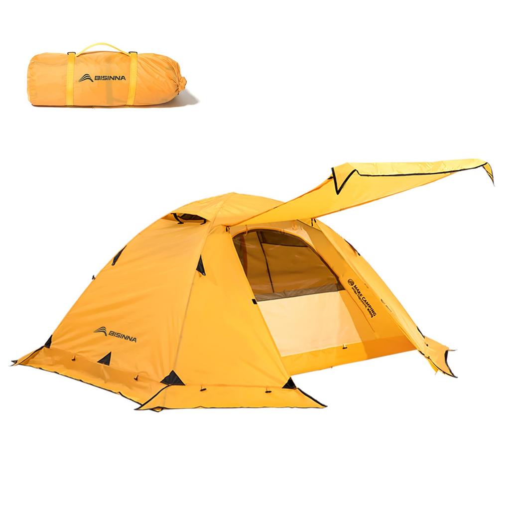 BISINNA 1-2 Person Tent, 4-Season Winter Tent with Skirt, Touring Dome, Large Vestibule, Summer Windproof, Cold-Proof, 3000mm Water Resistance,