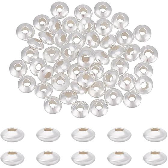 BENECREAT 925 Sterling Silver Beads 2.2mm Round Sterling Silver Beads Metal Spacer Beads Large Hole Silver Round Beads 4mm Spacer Bead