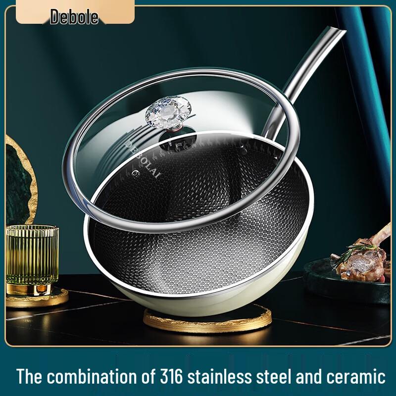 Deboli 316 Stainless Steel Wok