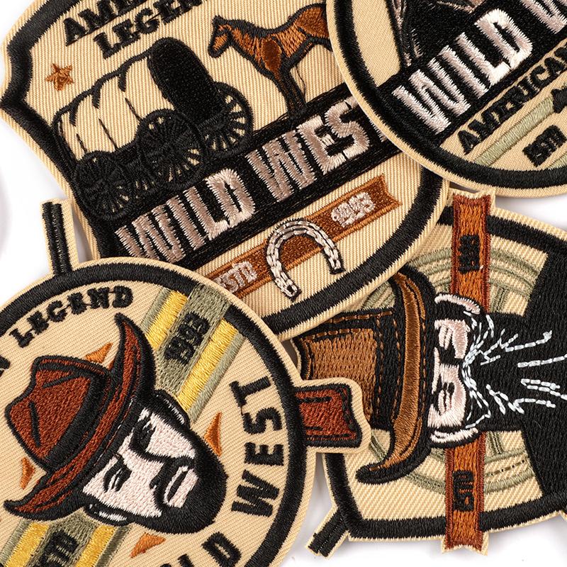 Výšivka s logem, odznak, kulatý, personalizovaná nášivka, nálepka, western denim, výšivka, nálepka, nášivka, doplňky, látková nálepka