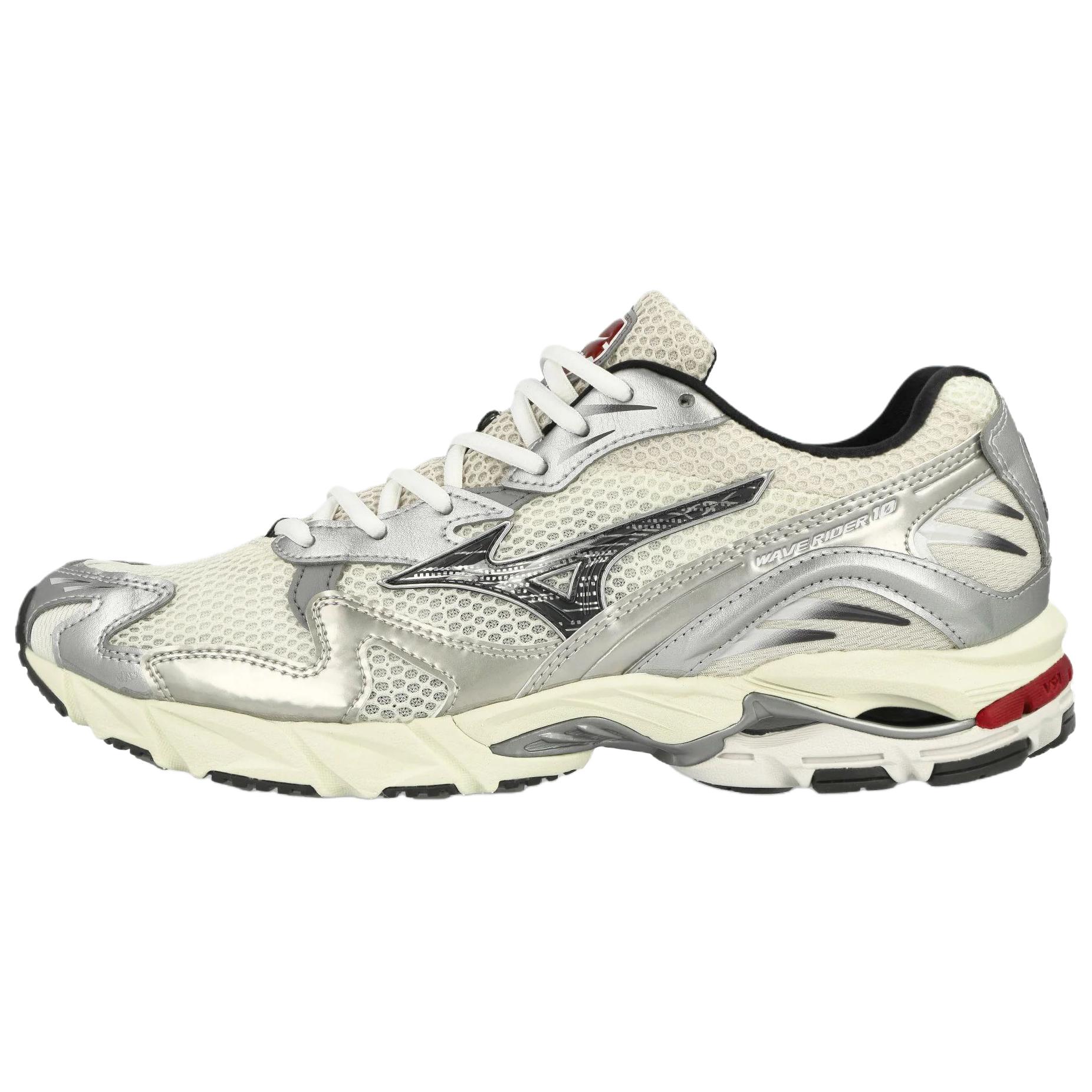

Mizuno Wave Rider 10 White Black Rythmic Red Unisex Sneakers Snow-White Black-Sand D1GA243111 42.5