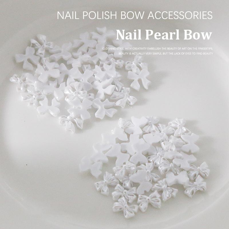 30 Pcs Nail Art Jewelry White Pearlescent Butterfly Jewelry 3D Nail Art Decoration Accessories Supplies For Diy Manicure Design