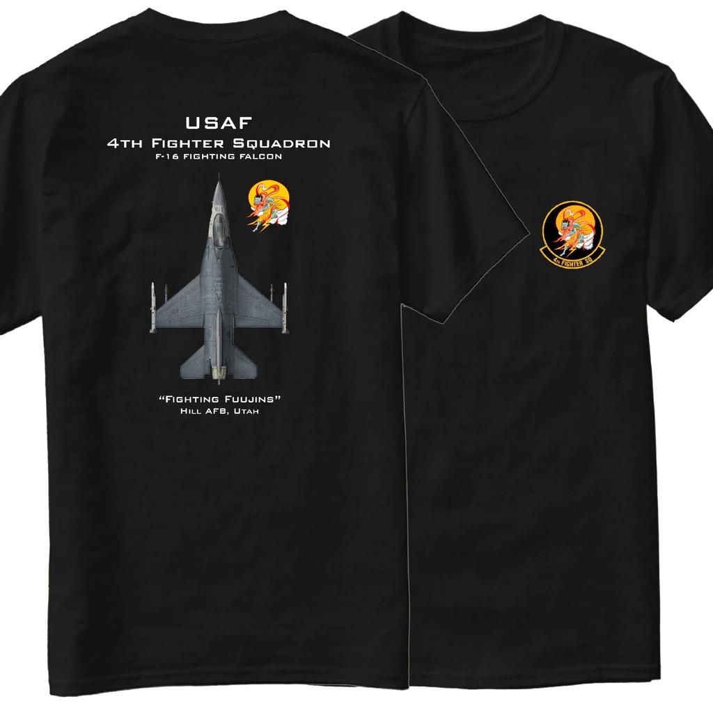 USAF 4th Fighting Fuujins Squadron F16 Fighter TShirt Short Sleeve Casual 100 Cotton ONeck Summer Mens Tshirt Size S3XL