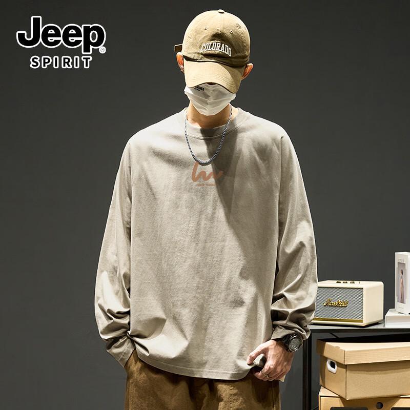 JEEP SPIRIT Men s Long-Sleeve Pure Cotton Graphic Tee