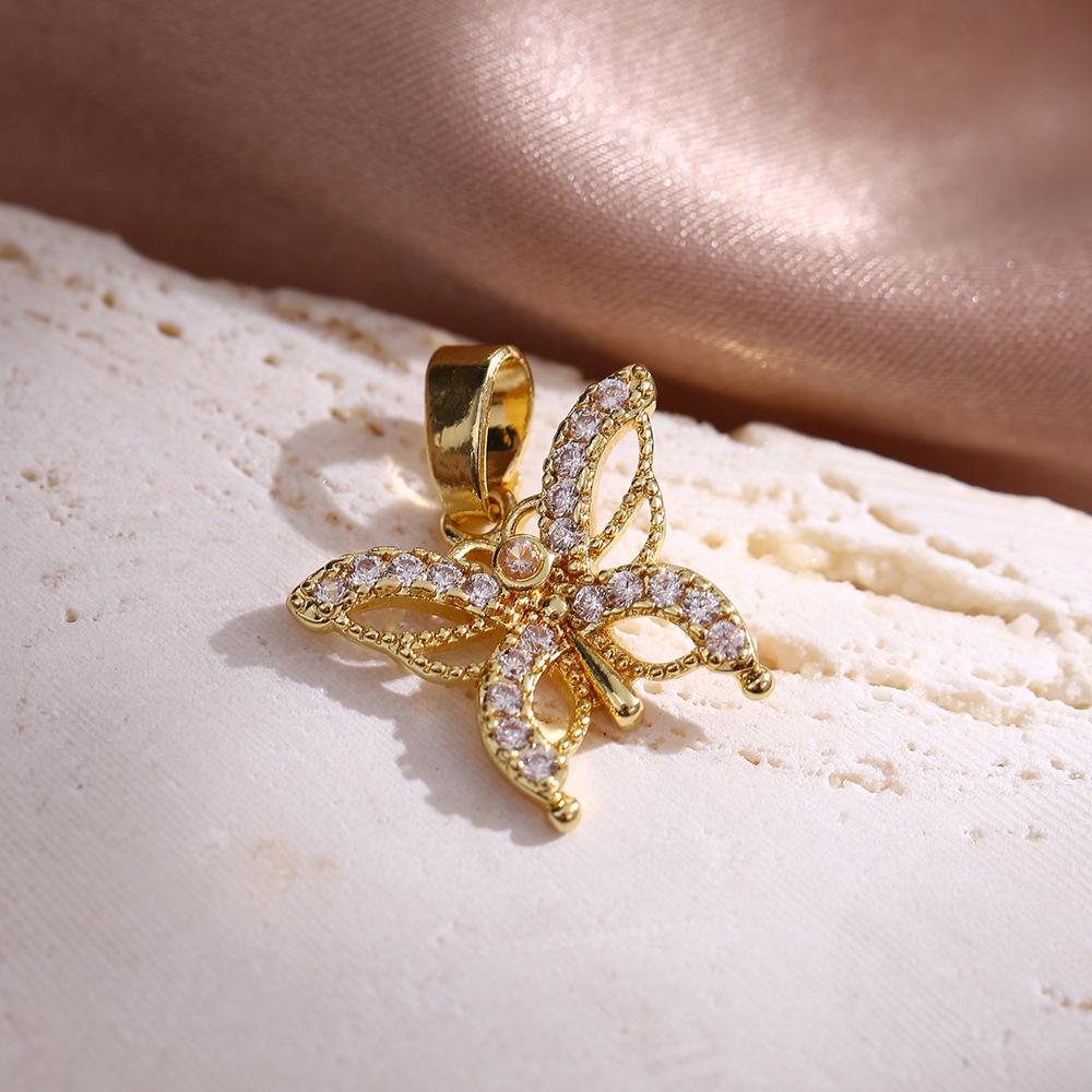 Gold Diamond Butterfly Copper Pendant, Opal Jewelry Accessories Diy Necklace Pendant Pendant Pendant