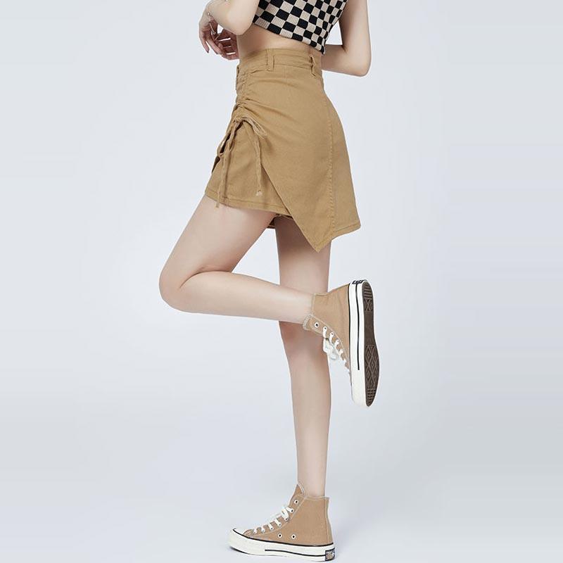 Джинсовая юбка с высокой талией на шнурке для женщин — фото 12