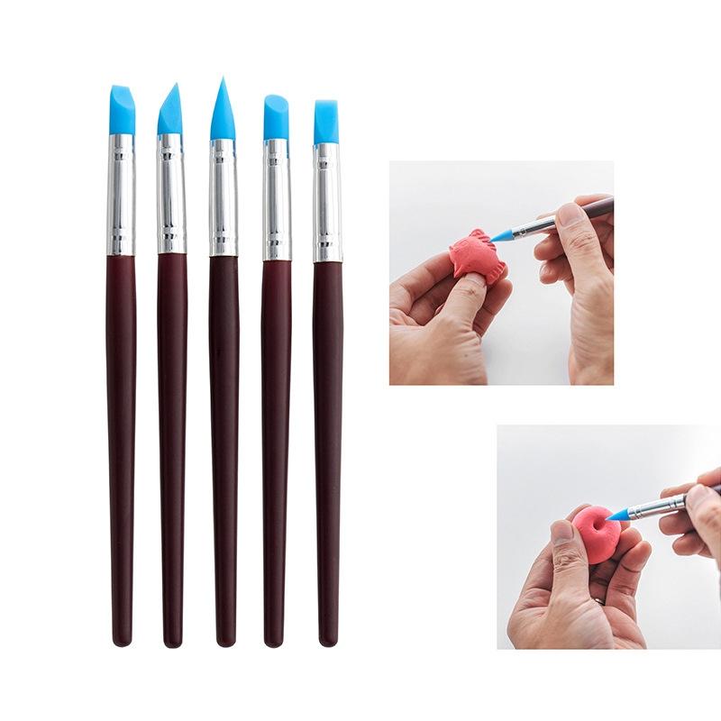 5 Pièces Stylos Pinceaux en Silicone Résine pour Façonnage Dentaire Outil pour Dents en Porcelaine Pinceaux pour Art des Ongles Stylo Argile Céramique Outils de Sculpture Modélisation Diy