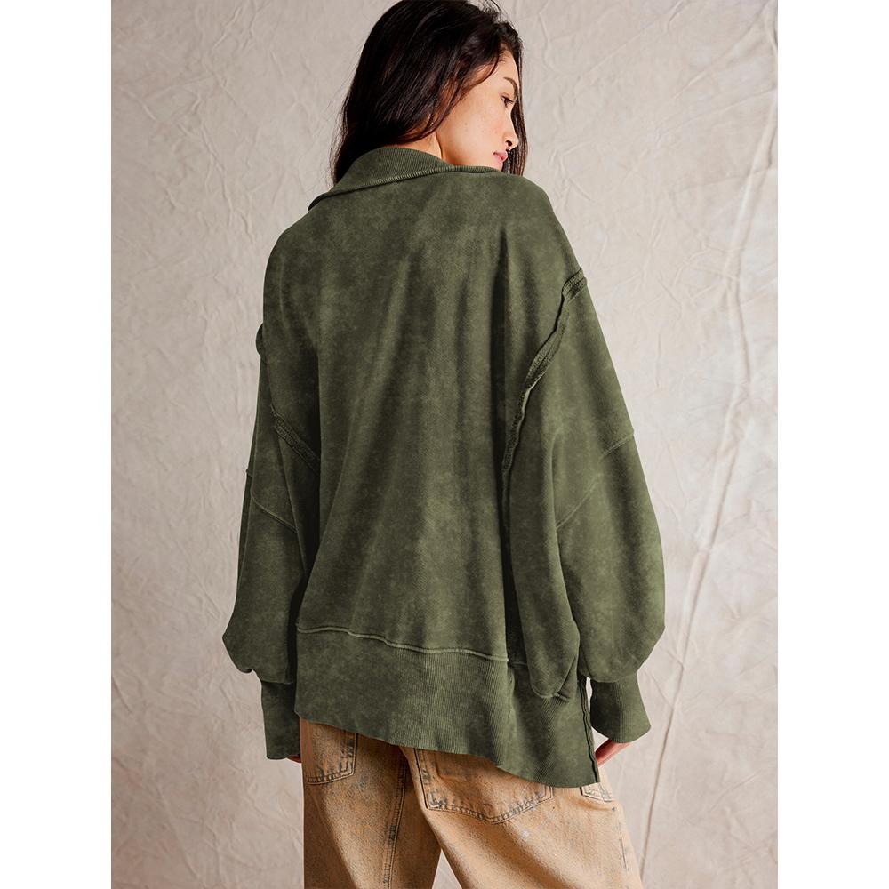 Sweatshirt for Women Trendy Button Henley Neck Pullover Long Sleeve Tops Casual Fall Clothes