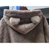 Damen Kapuzenpullover mit Bärenohren Flauschiger Sherpa Fleece Pullover Langarm Niedlich Locker Freizeit Warm Plüsch Kapuzenpullover Oberteile