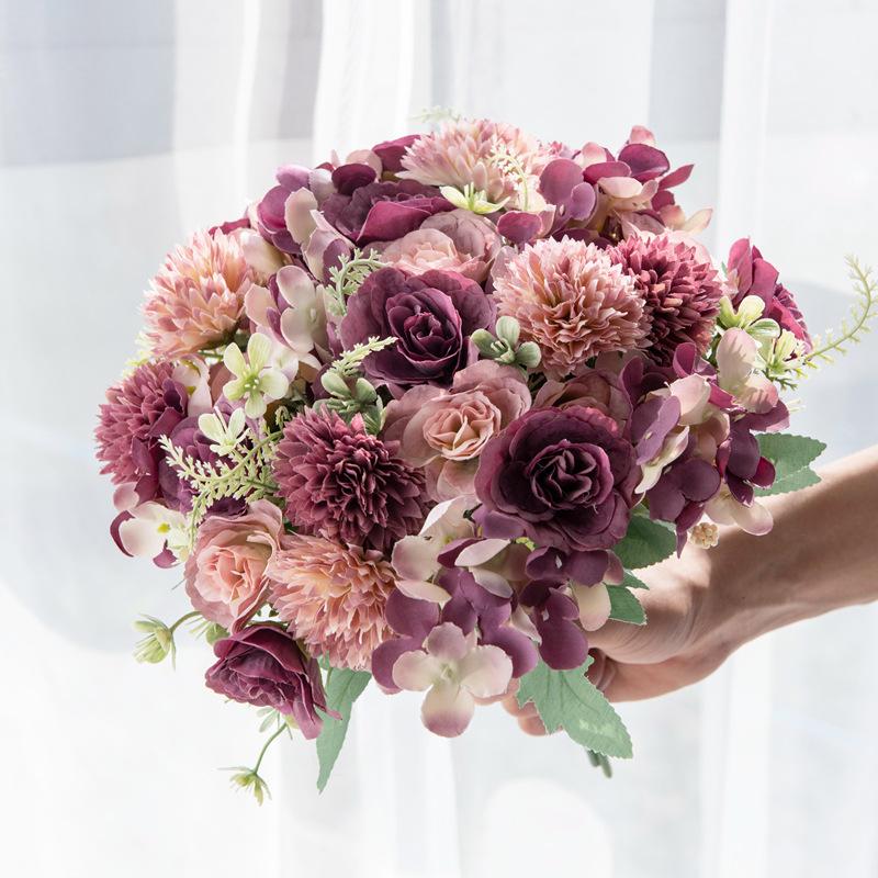 Baihua Bang Simulation INS Korean Bouquet with Daisy, Hydrangea, and Rose - Stylish Decorative Fake Flowers.
