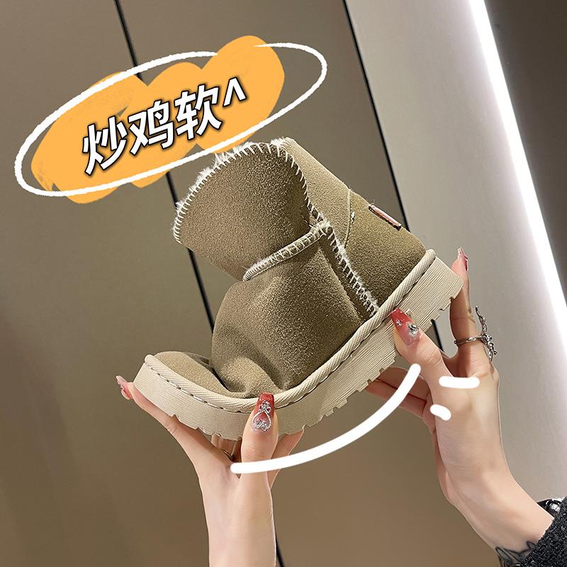 2025 Winter Velvet Matte Anti-water Snow Boots Women's Shoes Purchase the Same Mini Short Boots Bow
