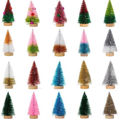 4pcs 10CM Mini Christmas Tree Gradient Colorful Christmas Small Cedar Lifelike Plastic Artificial Xmas Pine Tree New Year