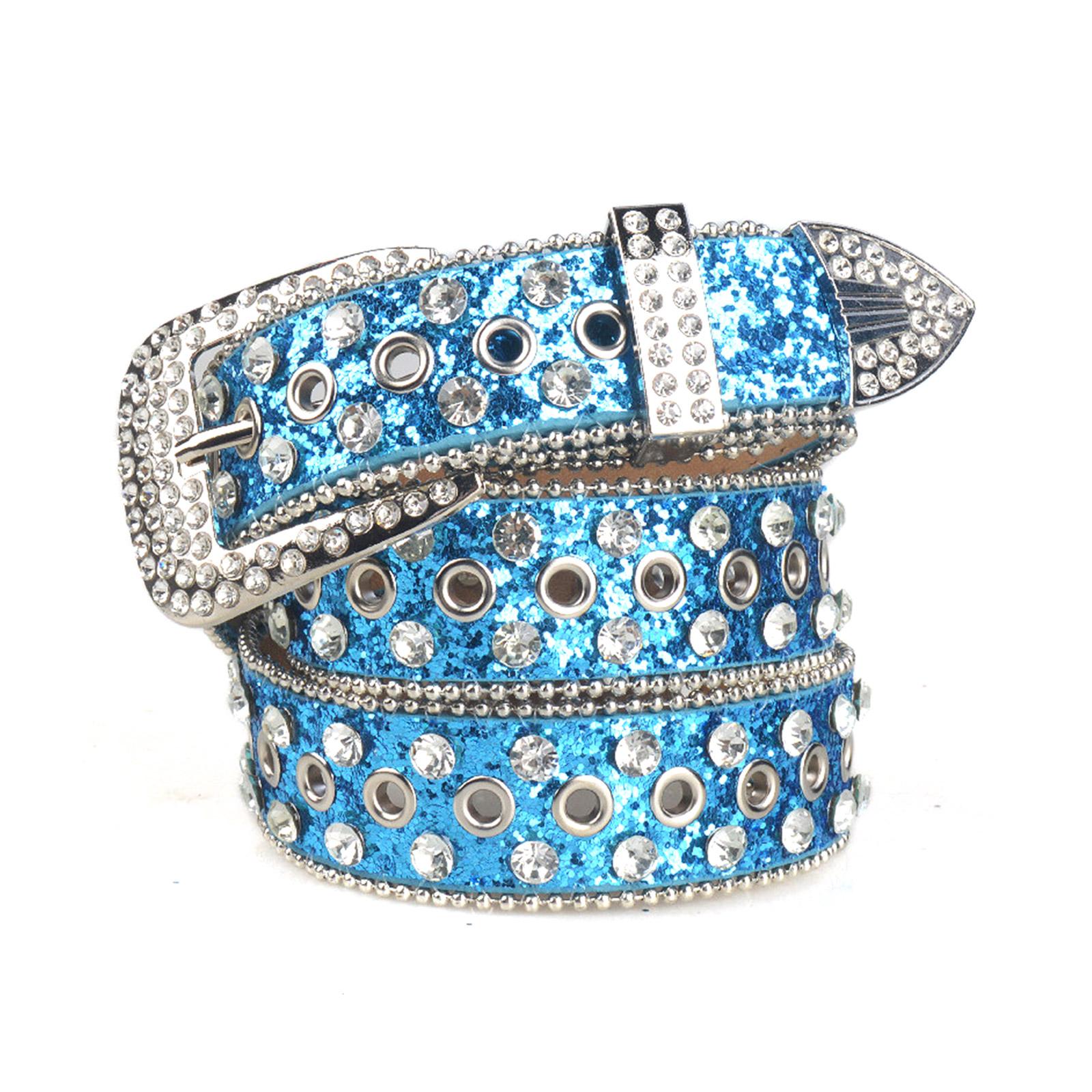 

Casual Rhinestone Belts Adult Sumptuous Full Diamond Waist Belts Western Cowgirl Cowboy Fashion Belt for Jeans Skirt синий