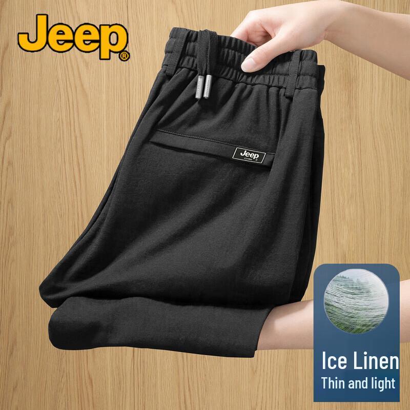 JEEP Men s Ice Linen Blend Lightweight Straight-Leg Casual Pants M