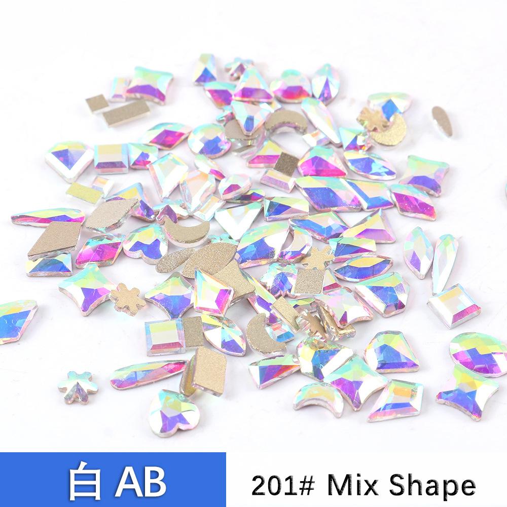 Nail Art Aurora Diamond, Warm Elf With The Same Champagne Flat Bottom Special-Shaped Diamond Mixed With 100 Internet Celebrity Nail Art Diamonds