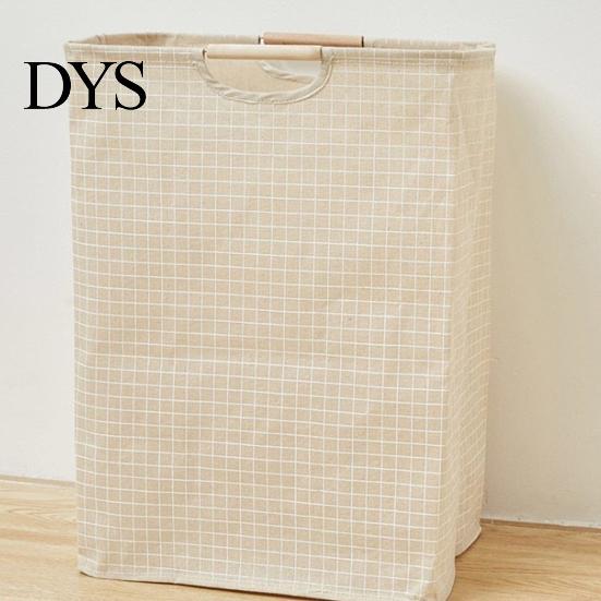 Easy Clean Laundry Hamper Basket with Wooden Handles, Cotton And Linen Large Portable Dirty Clothes Container Basket, Storage Space Saving Foldable