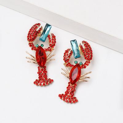 Dangle Earrings Creative Vivid Rhinestone Funny Lobster Sexy Eardrop for Gift