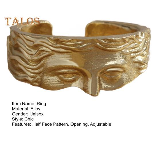 Unisex Ring Half Face Polished Alloy Goddess Venus Adjustable Opening Ring for Party Date Casual Life Finger Jewelry