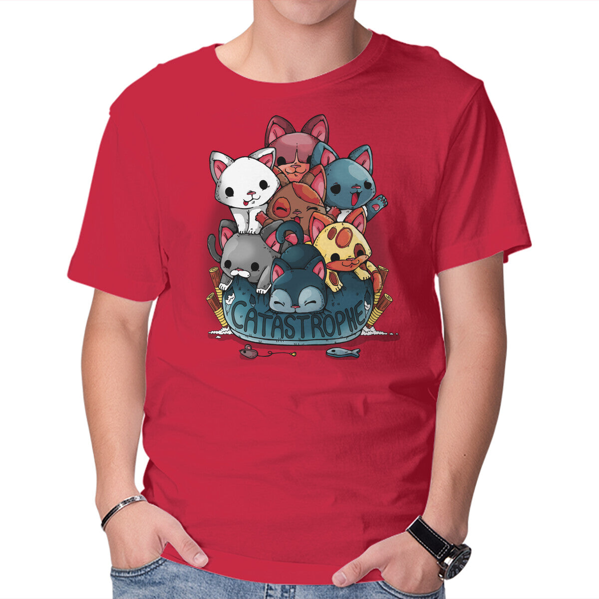 Unisex Crew Neck T-Shirt Catastrophe Graphic Short Sleeve Casual Tee L