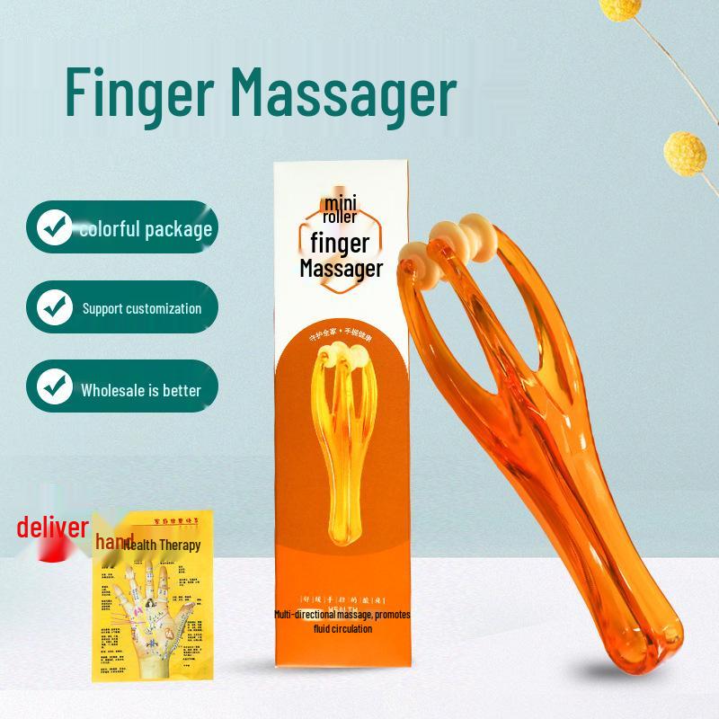 Finger Joint Roller Massager: Relieve Hand Soreness, Tiger's Mouth Acupoint Clip, Fine Finger Massage with Acupoint Chart
