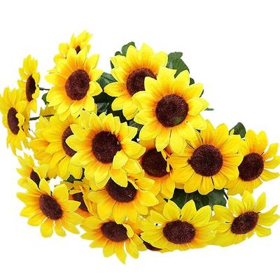 Composizione Floreale Artificiale di Girasole e Margherita in Seta per Decorazione del Soggiorno