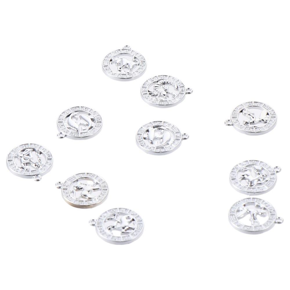 

24 шт. античное серебро религиозные подвески круг кулон подвески изготовление ювелирных изделий двенадцать созвездий DIY