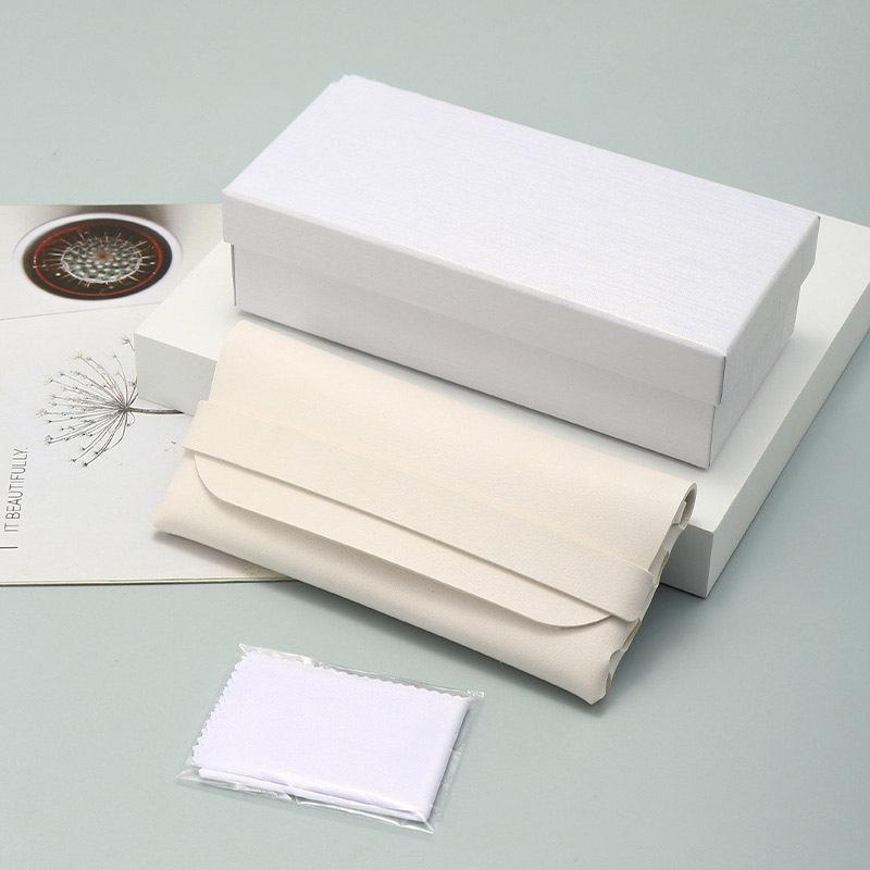 Leather Glasses Case with Soft Cloth and Zipper Lid