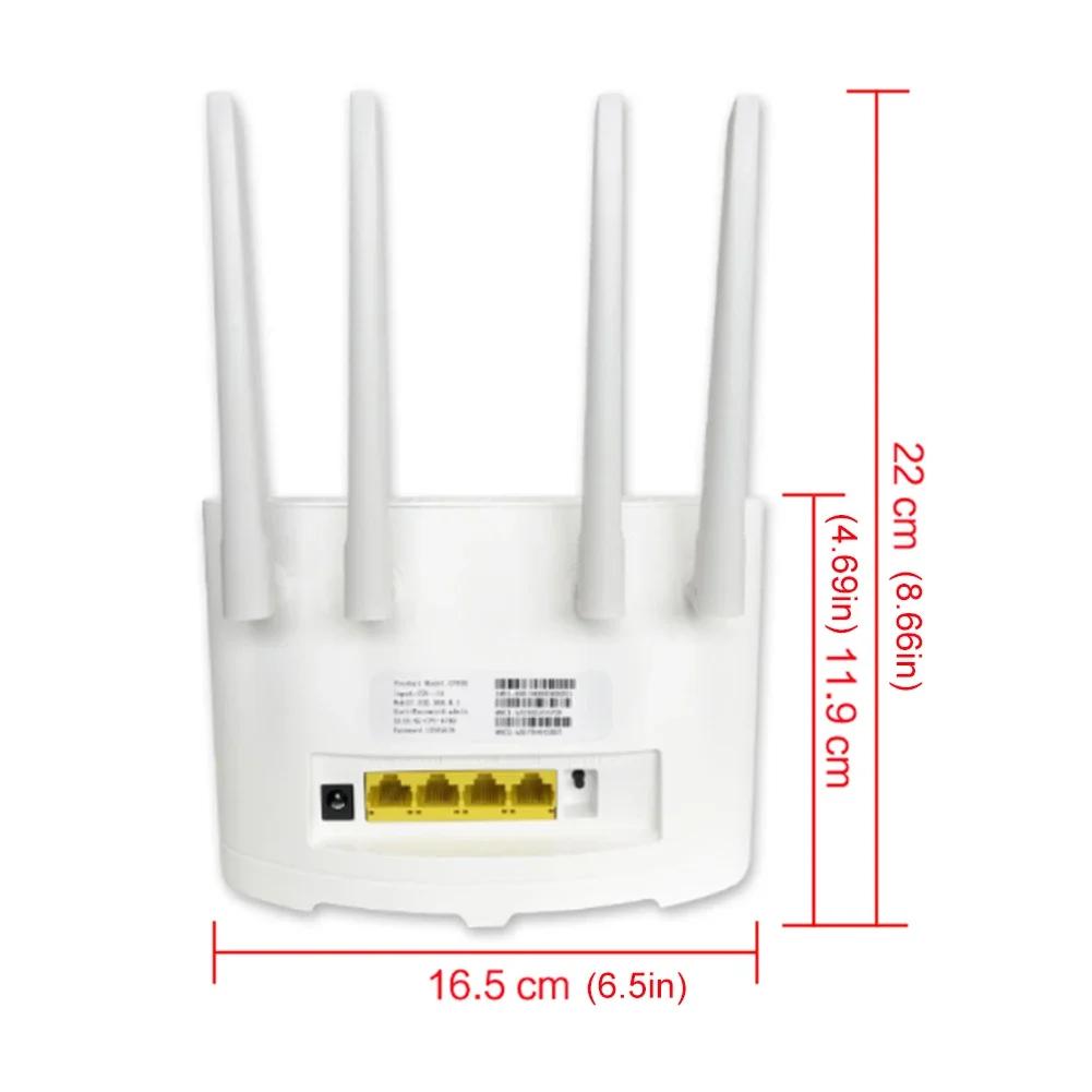 US/EU Plug WiFi Router 150Mbps Networking Modem External Antenna SIM Card 4G Wireless Router 4 Network Ports for Home Office