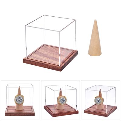 Clear Acrylic Rings Display Box for Championship Rings Wood Base Box for Sports Collectibles Easy Installation