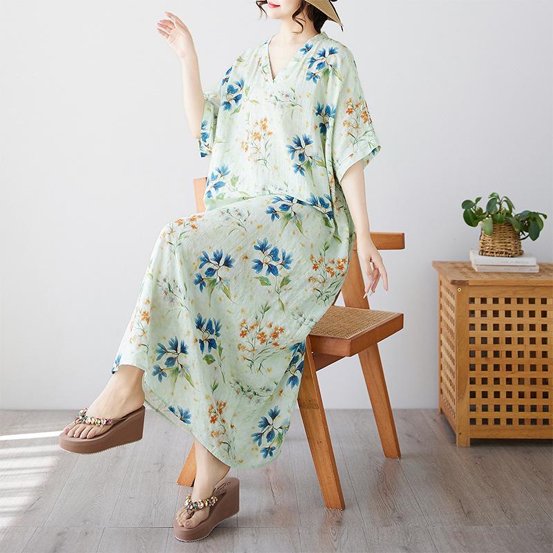 Chic V-Neck Bohemian Plus Size Women s Robe - European & American Style Plus Size One Size