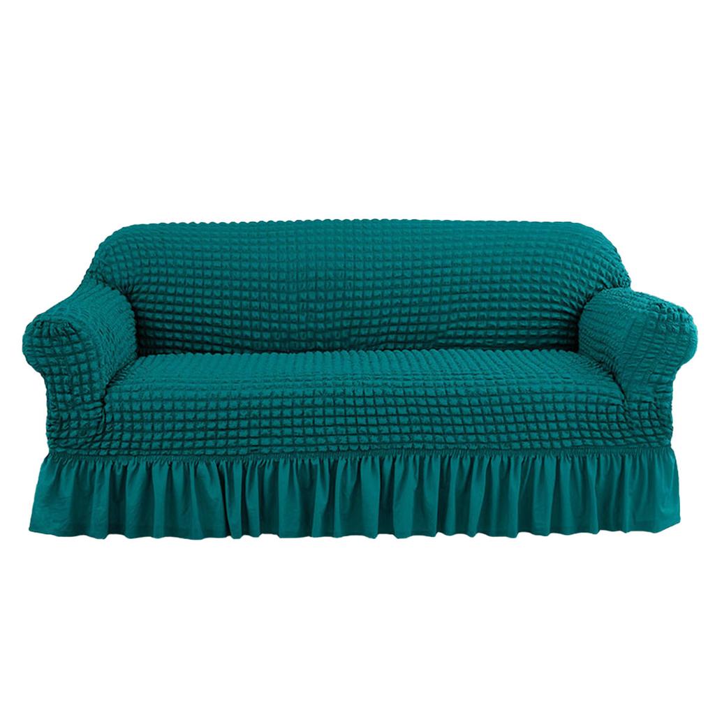 Solid Seersucker Sofa Cover with Skirt Slipcover Furniture Protector for Living Room Office Home Decor Couch