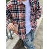 2024 Plaid Langarm Hemd Japanischen Hong Kong Stil Ins Lose Hemd Jungen Sommer Trendy Vielseitig Casual Mantel