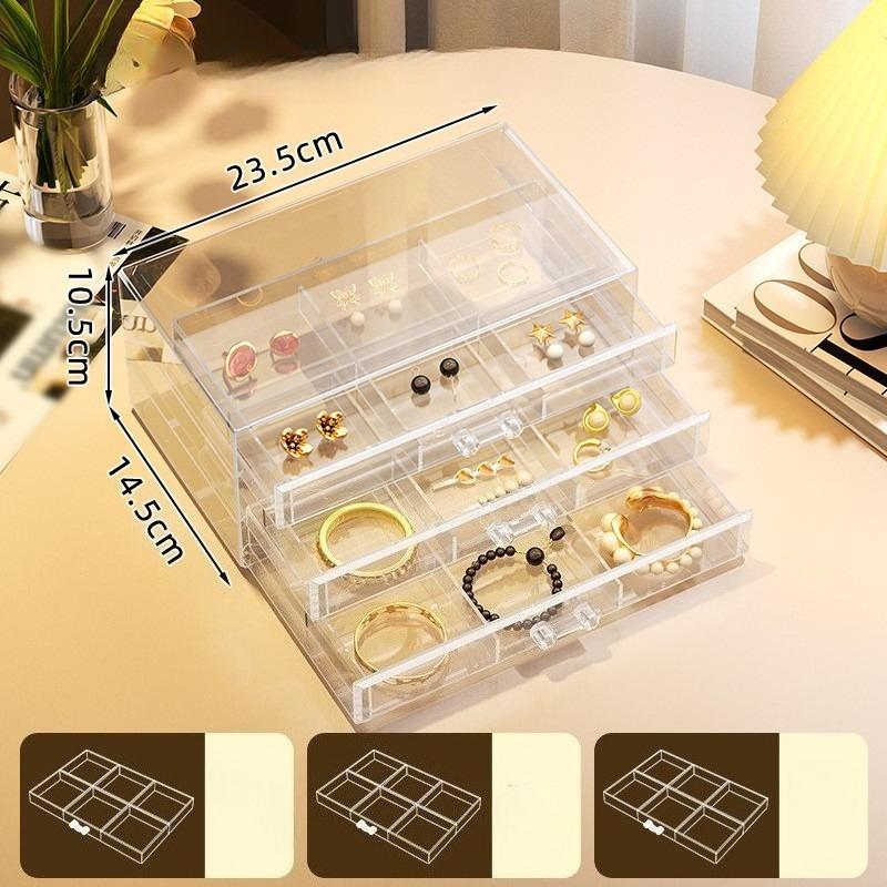 Jewelry Storage Box, Bracelet, Earrings, Stud Earrings, Earrings, Bracelet 72 Grids, Anti-oxidation New Drawer, Transparent Acrylic Box.