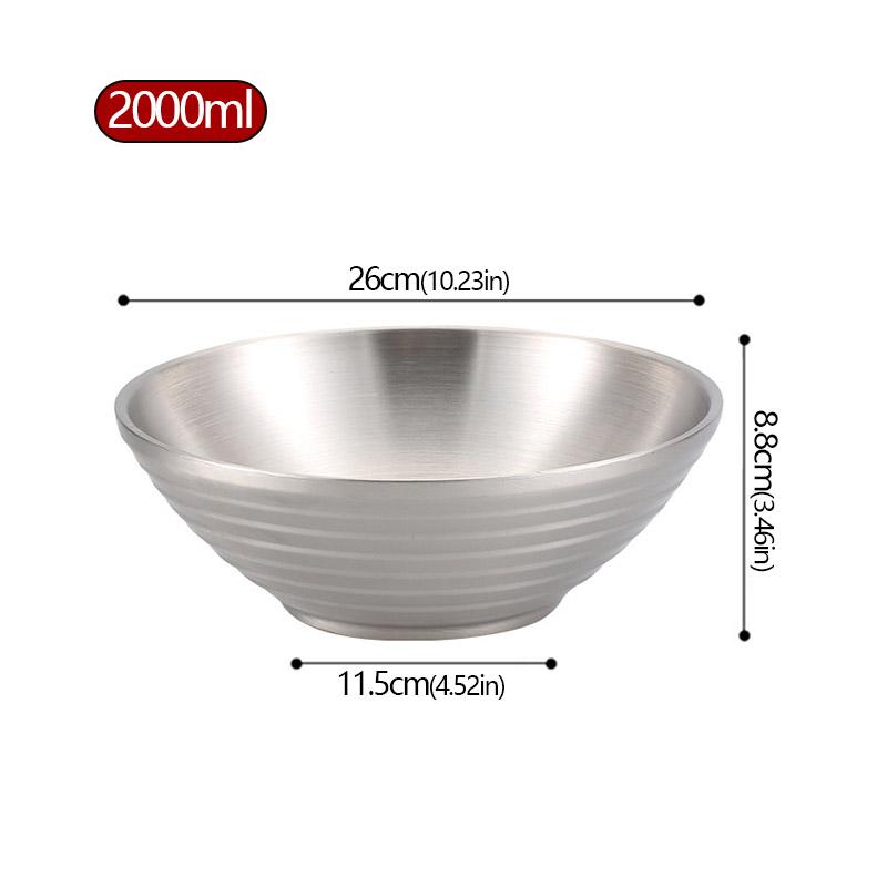 304 Stainless Steel Bamboo Hat Bowl Ramen Bowl Japanese Bowl Double Layer Rice Bowl Large Cold Noodles Spicy Hot Bamboo Hat Bowl