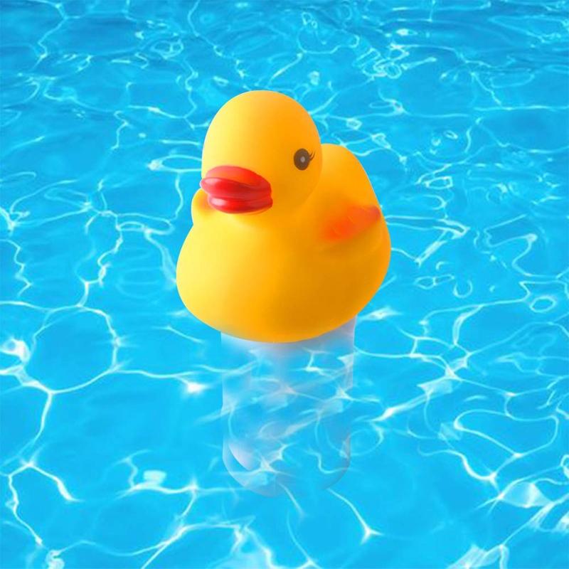 Cartoon Duck Floating Pool Dispenser Thermometer Kit Portable Pools Cleaning for Indoor Outdoor Garden Pools Cleaning