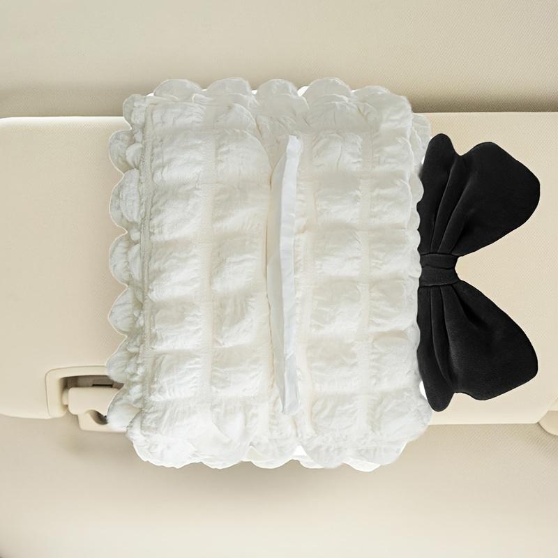 1pc Car Tissue Box, Creative Puffy Grid Car Multifunctional Seatback Tissue Drawer, Cute Decorative Car Tissue Holder