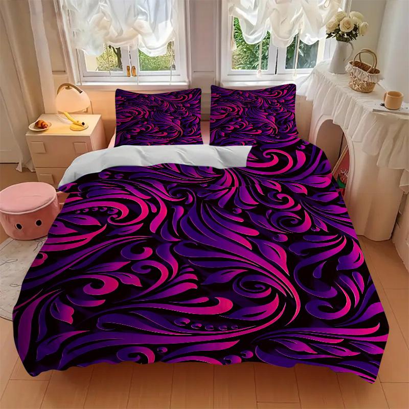 3pcs Floral Patterns Bedding Set, Includes Without Pillow Inserts, Soft Comfortable Bedding Set,All-Season Use a0924046