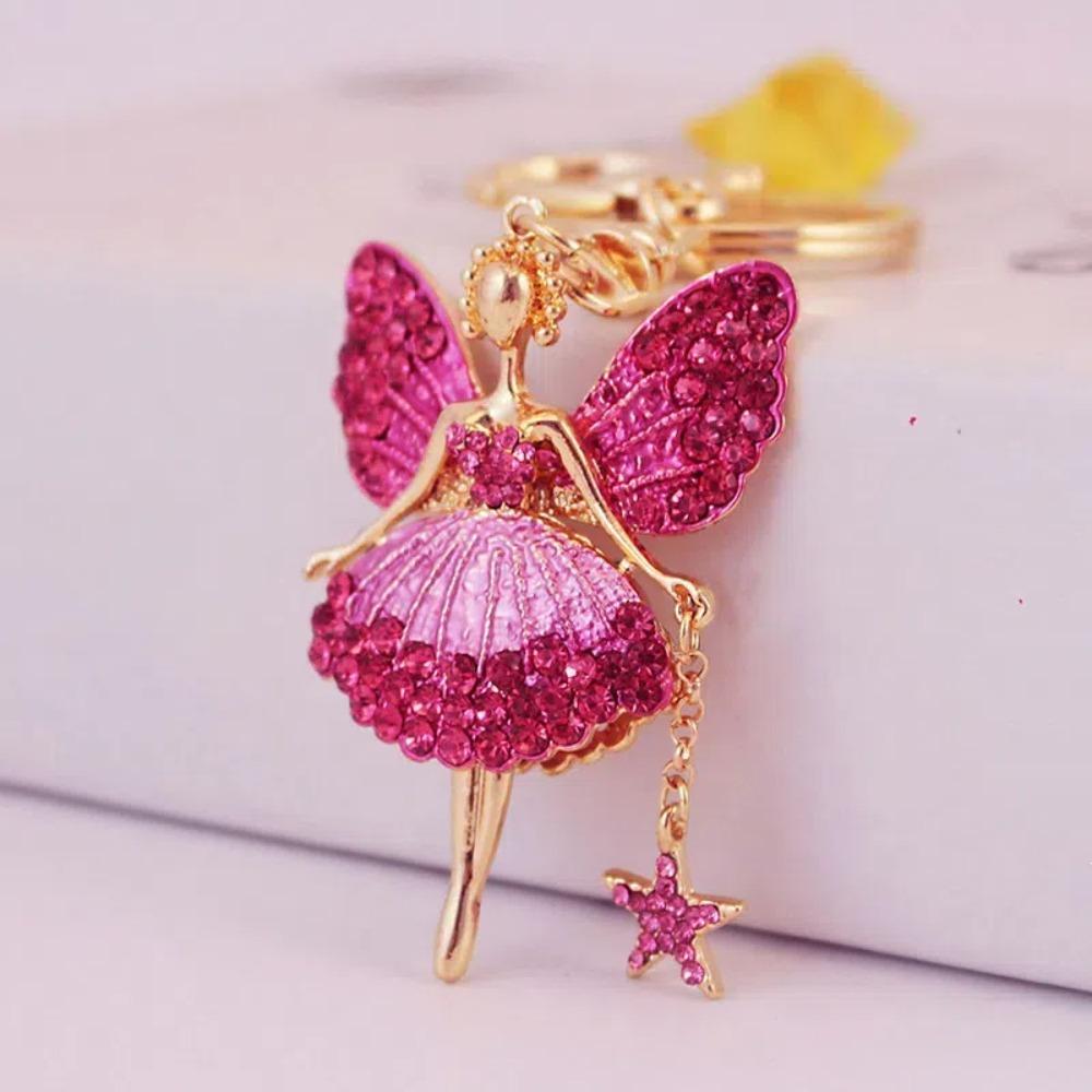 Metal Ballet Girl Keychain Zircon Car Key Ring Jewelry Accessories Rhinestone Girl Pendant  Women