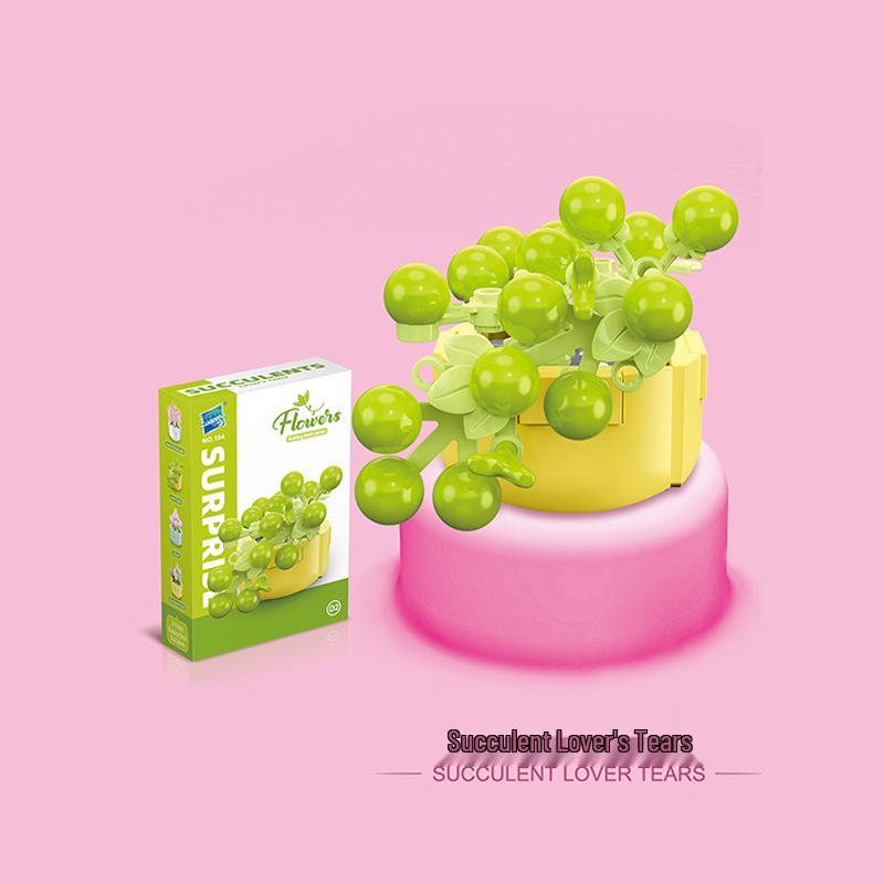 Kids' Educational Interlocking Building Blocks - Flower Potted Plant (Rose & Epiphyllum) Compatible with Top Building Block Models