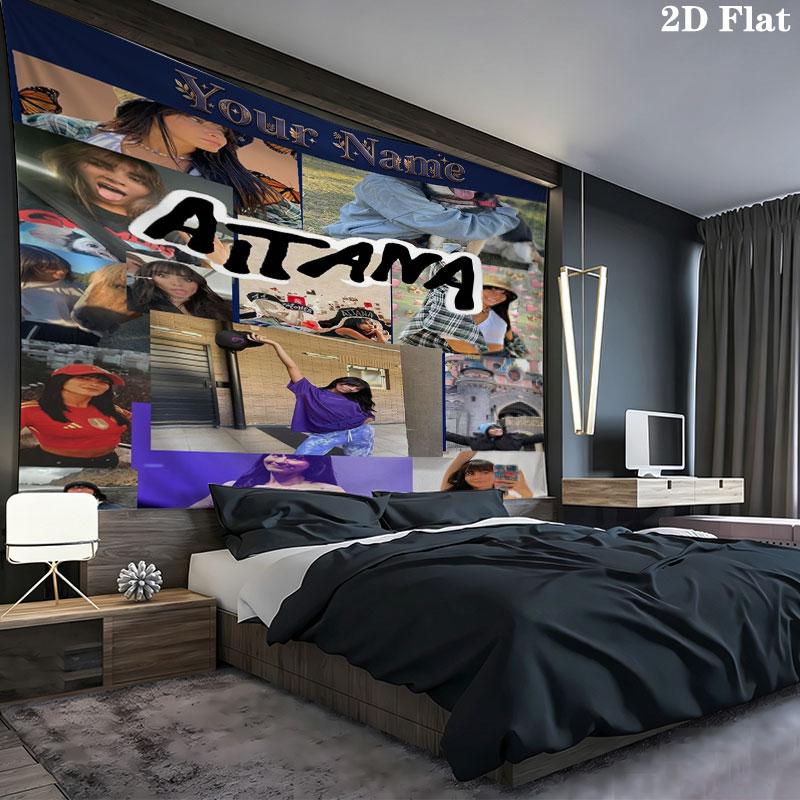 Aitana Name Wandteppich Ästhetischer Wandbehang Bedruckter Stoffdecke Dekorative Wandteppiche für Schlafzimmer Wohnzimmer Heimdekoration