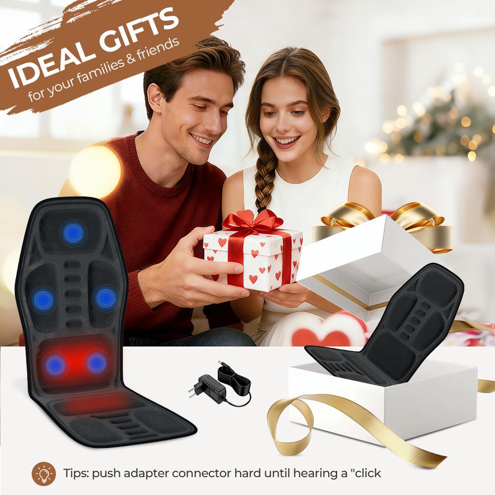 Electric Massage Cushion Full Body Massager 5 Vibration Zones Shoulder Neck Back Lumbar Hip Plush Fabric 115×50×2cm With Heating Warm Therapy