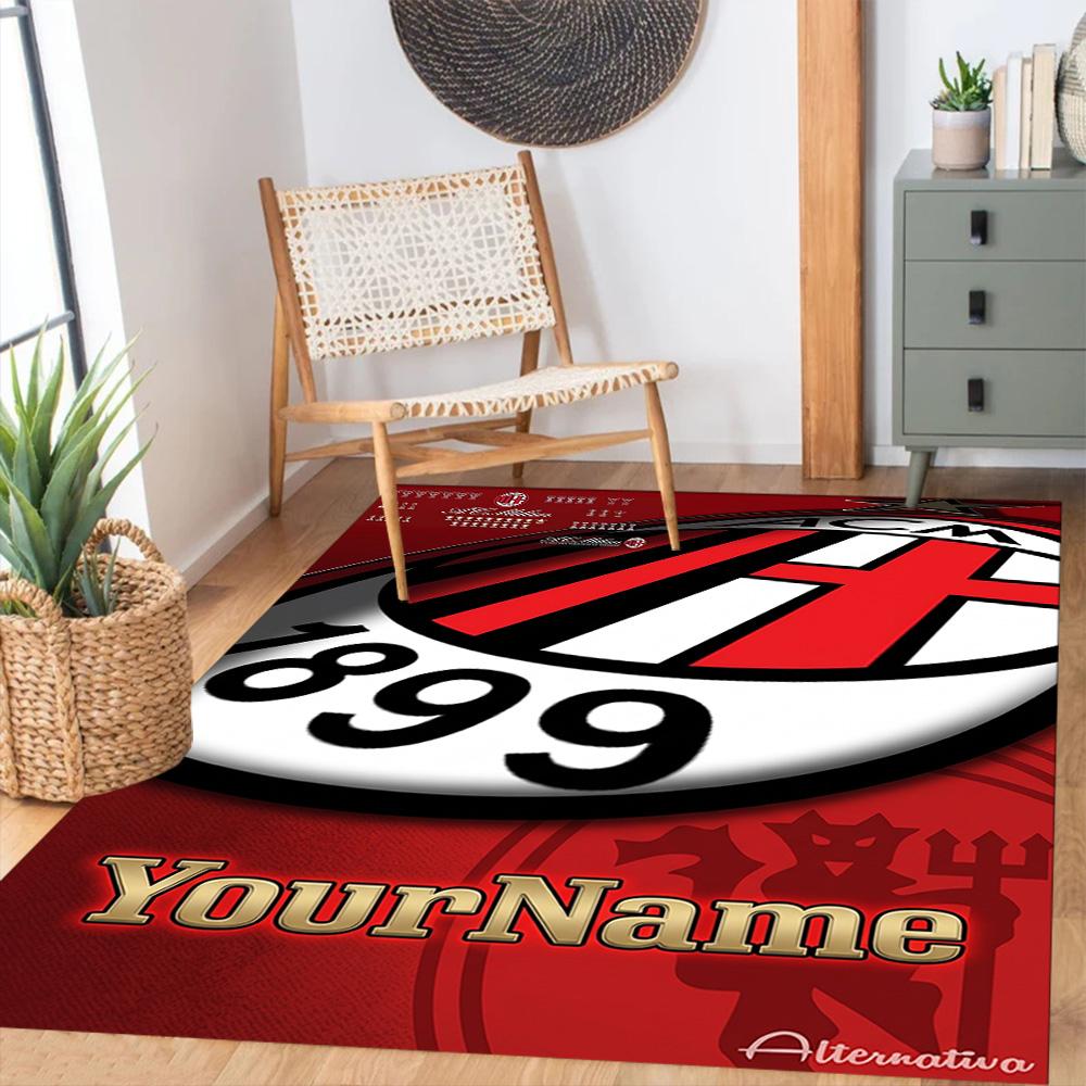 Ac Milan Personalized Name Area Rug Perfect for Foyer Playrooms Game Room Balcony Antislip Carpet Decorate Offices Perfect Gift for Friends & Family