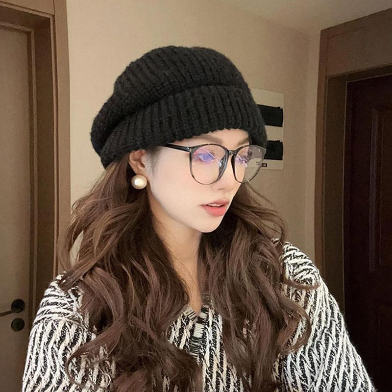 Knitted Fisherman's Hat Women's Autumn and Winter Loose Warm Beret Pile Hat Wool Hat